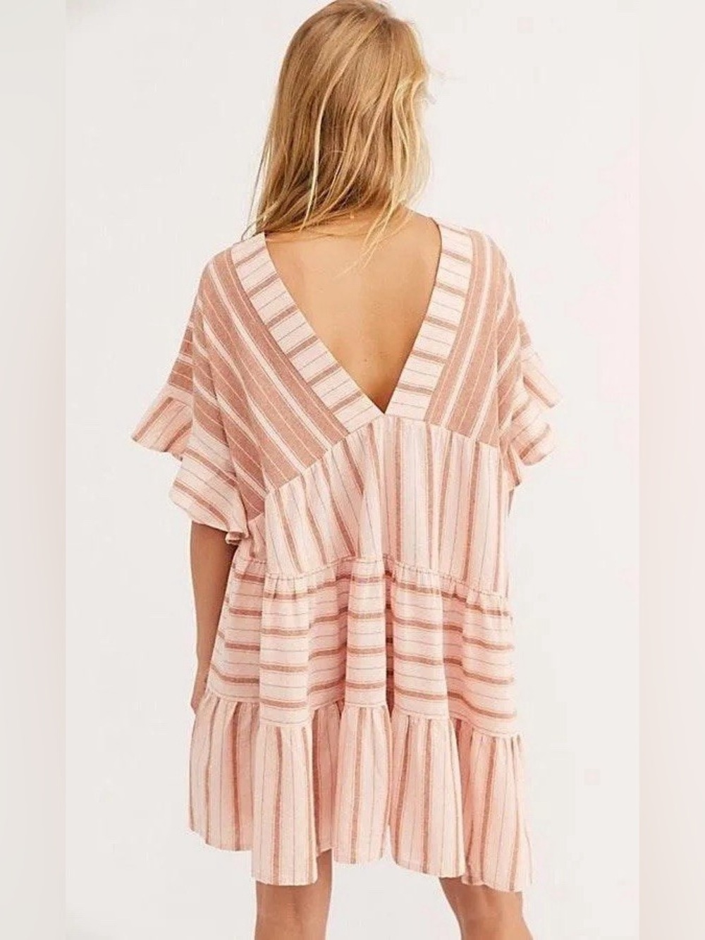 Free People Everyday Living oversized Tunic mini dress cotton stripes